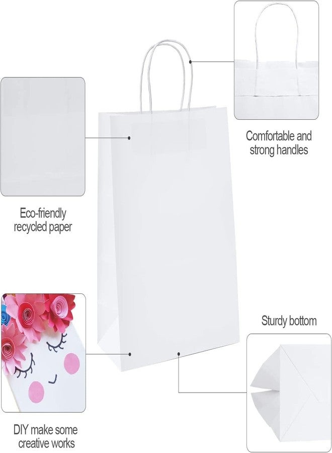 Aakriti White Kraft Gift Bags with Handles, Natural Plain Kraft Paper Shopping Bags for Retail Business, Grocery, Craft, Birthday, Wedding, Party Favors in 3 Sizes (45 PCS White Paper Bag) Mix Sizes - Image 4